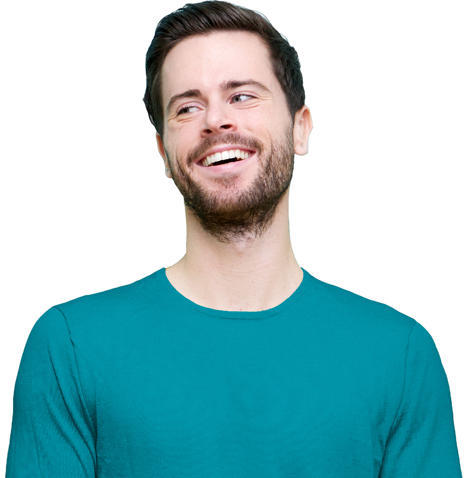photo of a young man 20's smiling